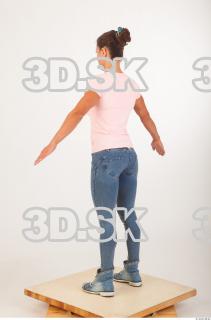 Whole body modeling pose pink t shirt blue jeans of…